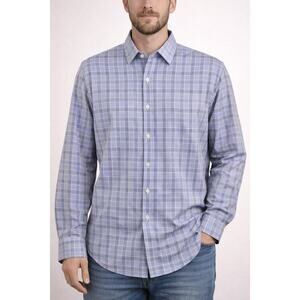 Tattersall London Blue Plaid‎ Long Sleeve Button Up Shirt Men’s Medium
